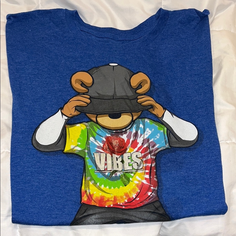 HX Hard Ten Bear Graphic Tee XXL Blue Streetwear Urban T Shirt